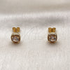 Oro Laminado Stud Earring, Gold Filled Style Cluster Design, with White Cubic Zirconia and White Micro Pave, Polished, Golden Finish, 02.342.0404.1