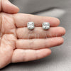 Rhodium Gold Filled Stud Earring, Cluster Design, with White Cubic Zirconia and White Micro Pave, Polished, Rhodium Finish, 02.342.0405