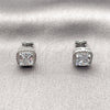 Rhodium Gold Filled Stud Earring, Cluster Design, with White Cubic Zirconia and White Micro Pave, Polished, Rhodium Finish, 02.342.0405