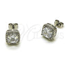 Rhodium Gold Filled Stud Earring, Cluster Design, with White Cubic Zirconia and White Micro Pave, Polished, Rhodium Finish, 02.342.0405