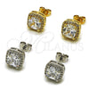 Rhodium Gold Filled Stud Earring, Cluster Design, with White Cubic Zirconia and White Micro Pave, Polished, Rhodium Finish, 02.342.0405