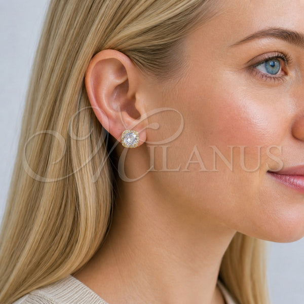 Gold Filled Ring — Stud Earring Cluster Design with White Cubic Zirconia — alternate product view — SKU 165236 | Oro Laminado anillo — Stud Earring Cluster diseño with blanco Cubic Zirconia — SKU 165236