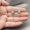 Rhodium Gold Filled Stud Earring, Cluster Design, with White Cubic Zirconia and White Micro Pave, Polished, Rhodium Finish, 02.342.0205.1