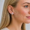 Rhodium Gold Filled Stud Earring, Cross Design, with White Micro Pave, Polished, Rhodium Finish, 02.342.0407