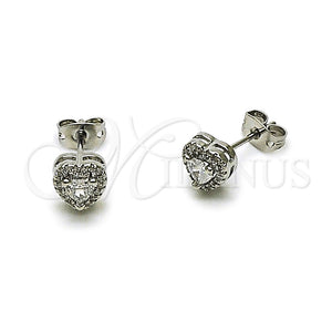 White Gold Filled Ring — Stud Earring Heart and Cluster Design with White — main product view — SKU 165240 | Oro Laminado Blanco anillo — Stud Earring corazón and Cluster diseño with blanco — SKU 165240