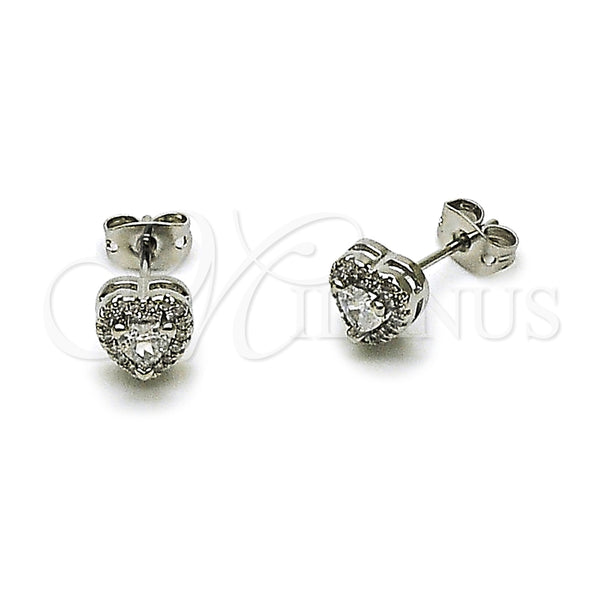 White Gold Filled Ring — Stud Earring Heart and Cluster Design with White — main product view — SKU 165240 | Oro Laminado Blanco anillo — Stud Earring corazón and Cluster diseño with blanco — SKU 165240