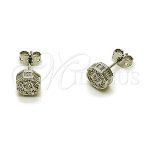 White Gold Filled Ring — Stud Earring with White Micro Pave Polished 02. — main product view — SKU 165241 | Oro Laminado Blanco anillo — Stud Earring with blanco Micro Pave pulido 02. — SKU 165241