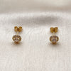 Oro Laminado Stud Earring, Gold Filled Style Cluster Design, with White Cubic Zirconia and White Micro Pave, Polished, Golden Finish, 02.342.0411