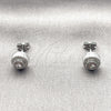 Rhodium Gold Filled Stud Earring, Cluster Design, with White Cubic Zirconia and White Micro Pave, Polished, Rhodium Finish, 02.342.0412