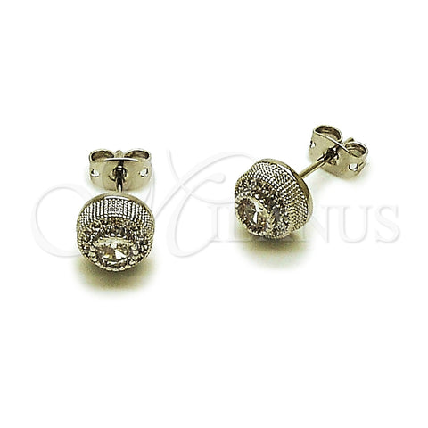 Rhodium Gold Filled Stud Earring, Cluster Design, with White Cubic Zirconia and White Micro Pave, Polished, Rhodium Finish, 02.342.0412