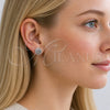 Rhodium Gold Filled Stud Earring, Cluster Design, with White Cubic Zirconia and White Micro Pave, Polished, Rhodium Finish, 02.342.0413