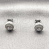 Rhodium Gold Filled Stud Earring, Cluster Design, with White Cubic Zirconia and White Micro Pave, Polished, Rhodium Finish, 02.342.0413