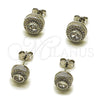 Rhodium Gold Filled Stud Earring, Cluster Design, with White Cubic Zirconia and White Micro Pave, Polished, Rhodium Finish, 02.342.0413