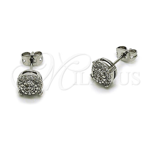 Rhodium Gold Filled Stud Earring, Cluster Design, with White Micro Pave, Polished, Rhodium Finish, 02.342.0414