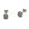 Rhodium Gold Filled Stud Earring, Cluster Design, with White Micro Pave, Polished, Rhodium Finish, 02.342.0414
