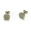 Rhodium Gold Filled Stud Earring, with White Micro Pave, Polished, Rhodium Finish, 02.342.0415