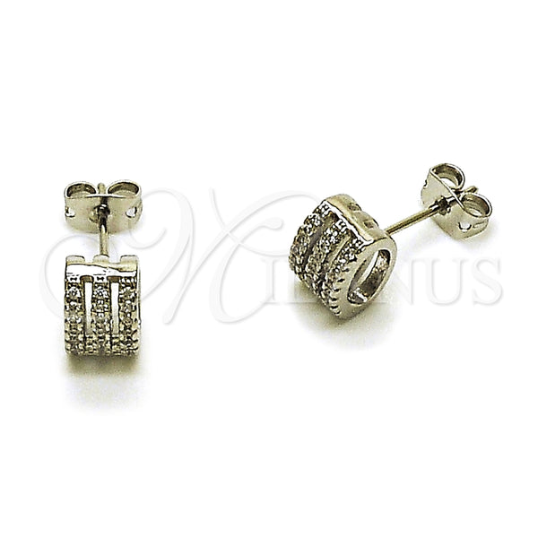 White Gold Filled Ring — Stud Earring with White Micro Pave Polished 02. — main product view — SKU 165249 | Oro Laminado Blanco anillo — Stud Earring with blanco Micro Pave pulido 02. — SKU 165249