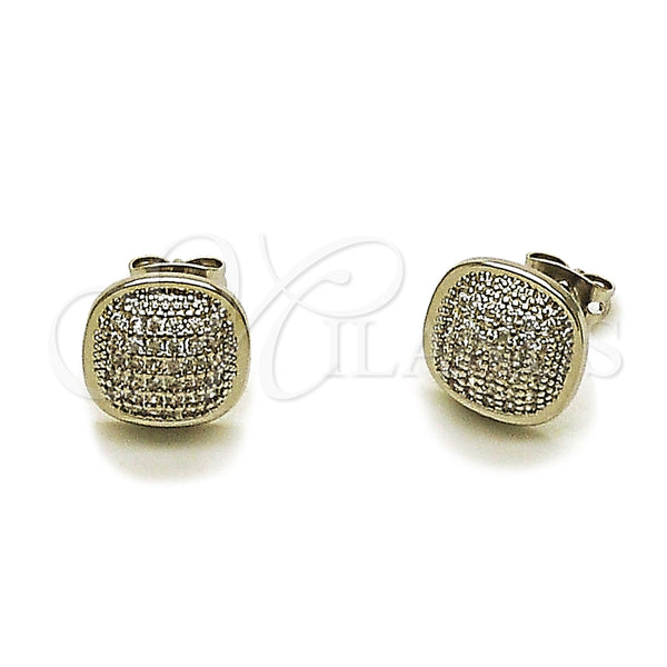 White Gold Filled Ring — Stud Earring with White Micro Pave Polished 02. — main product view — SKU 165250 | Oro Laminado Blanco anillo — Stud Earring with blanco Micro Pave pulido 02. — SKU 165250