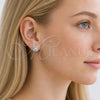 Rhodium Gold Filled Stud Earring, Cluster Design, with White Cubic Zirconia and White Micro Pave, Polished, Rhodium Finish, 02.342.0418