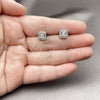 Rhodium Gold Filled Stud Earring, Cluster Design, with White Cubic Zirconia and White Micro Pave, Polished, Rhodium Finish, 02.342.0418