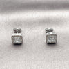Rhodium Gold Filled Stud Earring, Cluster Design, with White Cubic Zirconia and White Micro Pave, Polished, Rhodium Finish, 02.342.0418