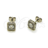 Rhodium Gold Filled Stud Earring, Cluster Design, with White Cubic Zirconia and White Micro Pave, Polished, Rhodium Finish, 02.342.0418