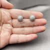 Rhodium Gold Filled Stud Earring, Ball Design, with White Micro Pave, Polished, Rhodium Finish, 02.342.0420