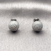 Rhodium Gold Filled Stud Earring, Ball Design, with White Micro Pave, Polished, Rhodium Finish, 02.342.0420