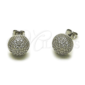 White Gold Filled Ring — Stud Earring Ball Design with White Micro Pave — main product view — SKU 165253 | Oro Laminado Blanco anillo — Stud Earring Ball diseño with blanco Micro Pave — SKU 165253