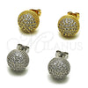 Rhodium Gold Filled Stud Earring, Ball Design, with White Micro Pave, Polished, Rhodium Finish, 02.342.0420