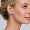 Oro Laminado Stud Earring, Gold Filled Style Ball Design, with White Micro Pave, Polished, Golden Finish, 02.342.0420.1