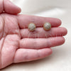 Oro Laminado Stud Earring, Gold Filled Style Ball Design, with White Micro Pave, Polished, Golden Finish, 02.342.0420.1