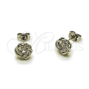 White Gold Filled Ring — Stud Earring Love Knot Design with White Micro — main product view — SKU 165257 | Oro Laminado Blanco anillo — Stud Earring Love Knot diseño with blanco Micro — SKU 165257