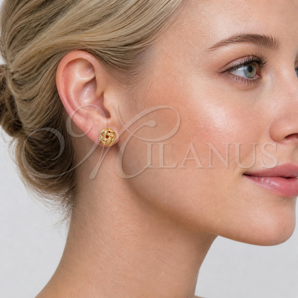 Gold Filled Ring — Stud Earring Love Knot Design with White Micro — alternate product view — SKU 165258 | Oro Laminado anillo — Stud Earring Love Knot diseño with blanco Micro — SKU 165258