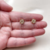 Oro Laminado Stud Earring, Gold Filled Style Love Knot Design, with White Micro Pave, Polished, Golden Finish, 02.342.0423.1