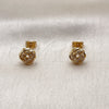 Oro Laminado Stud Earring, Gold Filled Style Love Knot Design, with White Micro Pave, Polished, Golden Finish, 02.342.0423.1