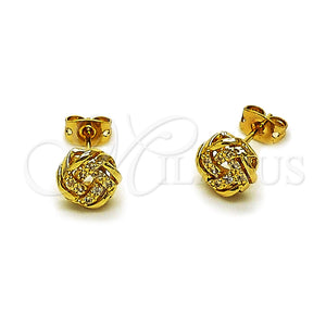 Gold Filled Ring — Stud Earring Love Knot Design with White Micro — main product view — SKU 165258 | Oro Laminado anillo — Stud Earring Love Knot diseño with blanco Micro — SKU 165258
