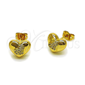 Gold Filled Ring — Stud Earring Heart Design with White Micro Pave — main product view — SKU 165260 | Oro Laminado anillo — Stud Earring corazón diseño with blanco Micro Pave — SKU 165260
