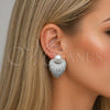 Rhodium Gold Filled Stud Earring, Flower and Ball Design, with White Cubic Zirconia and Ivory Pearl, Polished, Rhodium Finish, 02.436.0052.1