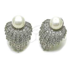White Gold Filled Ring — Stud Earring Flower and Ball Design with White — main product view — SKU 165262 | Oro Laminado Blanco anillo — Stud Earring flor and Ball diseño with blanco — SKU 165262