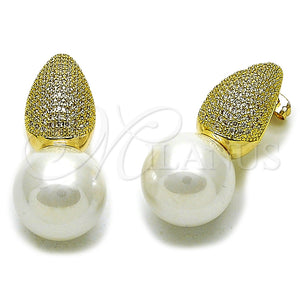 Gold Filled Ring — Stud Earring Teardrop and Ball Design with Ivory — main product view — SKU 165263 | Oro Laminado anillo — Stud Earring Teardrop and Ball diseño with Ivory — SKU 165263