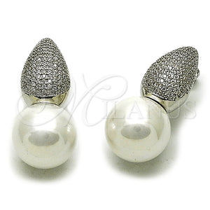 White Gold Filled Ring — Stud Earring Ball and Teardrop Design with Ivory — main product view — SKU 165264 | Oro Laminado Blanco anillo — Stud Earring Ball and Teardrop diseño with Ivory — SKU 165264