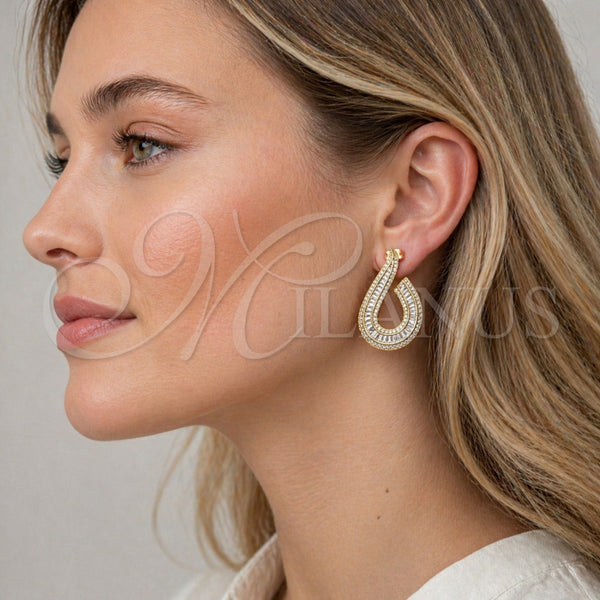 Gold Filled Ring — Stud Earring Baguette Design with White Cubic Zirconia — alternate product view — SKU 165265 | Oro Laminado anillo — Stud Earring Baguette diseño with blanco Cubic Zirconia — SKU 165265