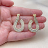 Oro Laminado Stud Earring, Gold Filled Style Baguette Design, with White Cubic Zirconia and White Micro Pave for wholesale, additional product view 3