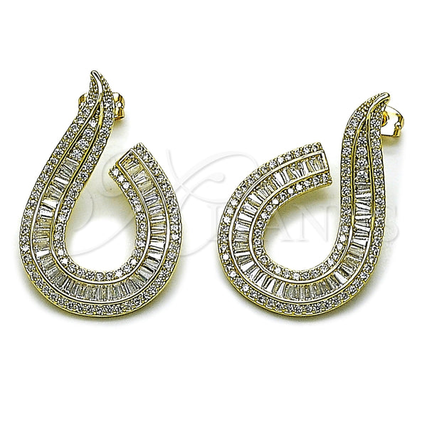 Gold Filled Ring — Stud Earring Baguette Design with White Cubic Zirconia — main product view — SKU 165265 | Oro Laminado anillo — Stud Earring Baguette diseño with blanco Cubic Zirconia — SKU 165265
