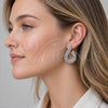 Rhodium Gold Filled Stud Earring, Baguette Design, with White Cubic Zirconia and White Micro Pave, Polished, Rhodium Finish, 02.436.0054.1