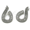 Rhodium Gold Filled Stud Earring, Baguette Design, with White Cubic Zirconia and White Micro Pave, Polished, Rhodium Finish, 02.436.0054.1
