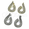 Rhodium Gold Filled Stud Earring, Baguette Design, with White Cubic Zirconia and White Micro Pave, Polished, Rhodium Finish, 02.436.0054.1