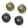 Rhodium Gold Filled Stud Earring, Baguette Design, with Multicolor Cubic Zirconia and White Micro Pave, Polished, Black Rhodium Finish, 02.436.0055.1