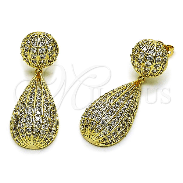 Gold Filled Ring — Dangle Earring Teardrop and Ball Design with White — main product view — SKU 165269 | Oro Laminado anillo — Dangle Earring Teardrop and Ball diseño with blanco — SKU 165269